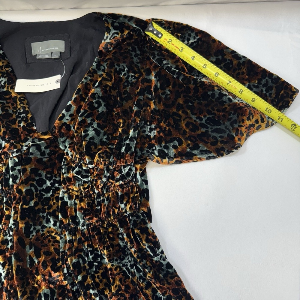NEW Anthropologie Short Sleeve Velvet Animal Print Mini Dress Womens Small $188 - Picture 13 of 13